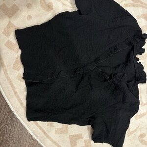 Women's Black Ruffled Top